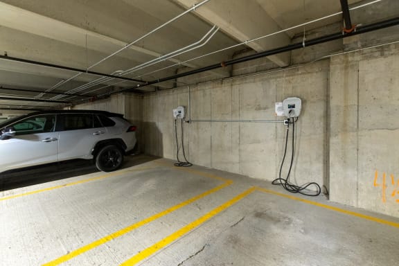 a car parked in a parking garage